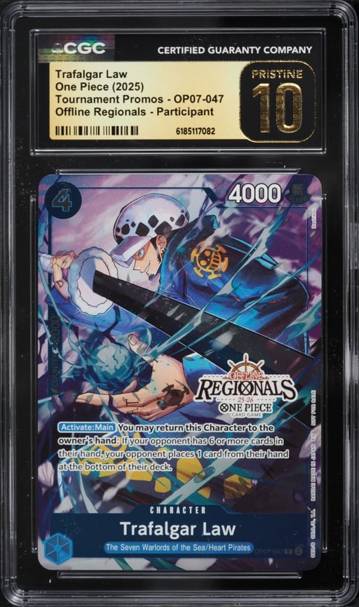 2025 One Piece Promo Offline Regionals Participant Trafalgar Law #OP07-047 CGC 10 PRISTINE