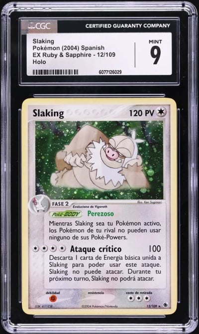 2004 Pokemon Spanish EX Ruby & Sapphire Holo Slaking #12 CGC 9 MINT