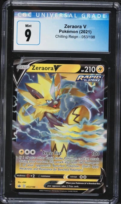 2021 Pokemon Sword & Shield Chilling Reign Zeraora V #53 CGC 9 MINT