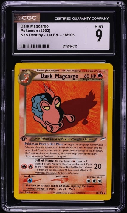 2002 Pokemon Neo Destiny 1st Edition Dark Magcargo #18 CGC 9 MINT