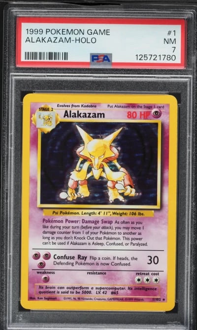 1999 Pokemon Base Set Holo Alakazam #1 PSA 7 NRMT