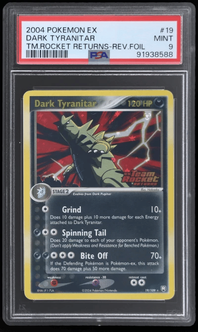2004 Pokemon Ex Team Rocket Returns Reverse Holo Dark Tyranitar #19 PSA 9