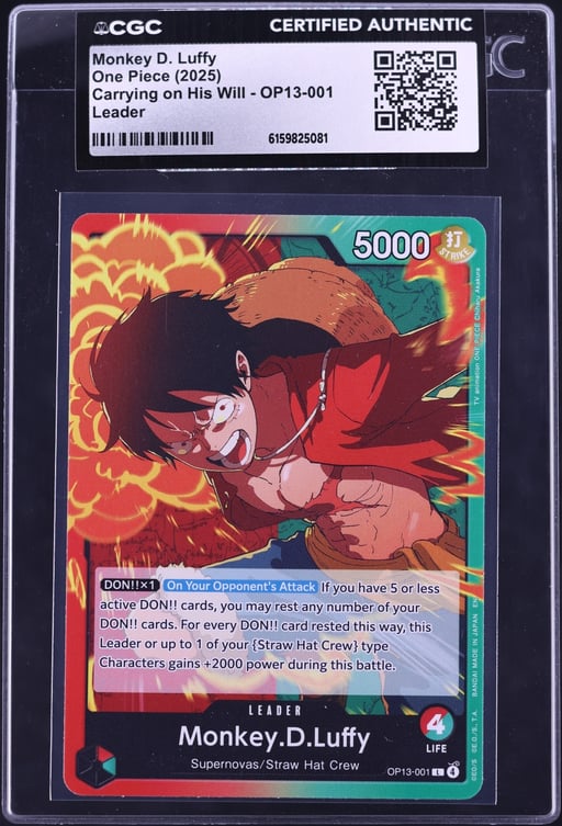 2025 One Piece Carrying On His Will Leader Monkey D. Luffy #OP13-001 CGC AUTH
