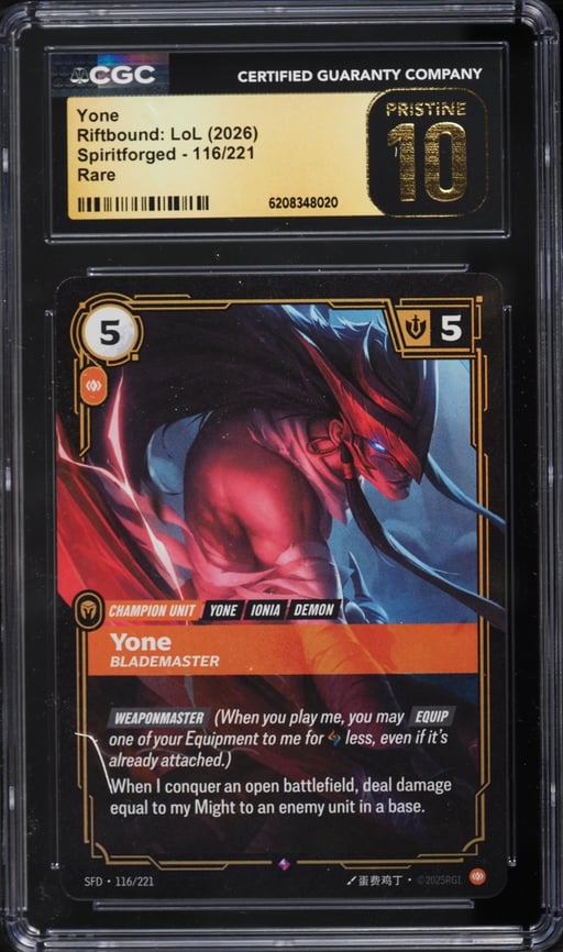 2026 Riftbound League Of Legends LoL Spiritforged Yone #116 CGC 10 PRISTINE