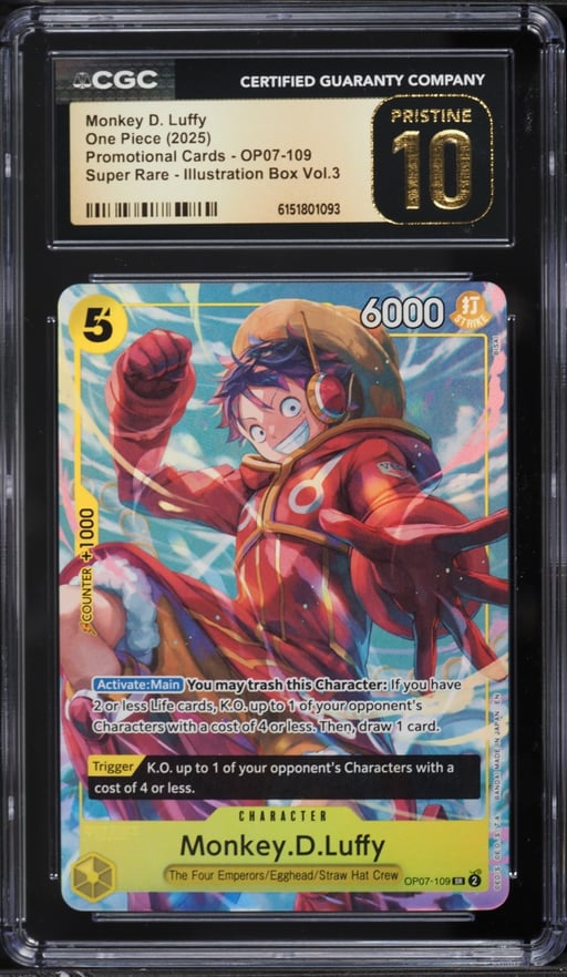 2025 One Piece Promo Illustration Box Vol.3 SR Monkey D. Luffy #OP07-109 CGC 10 PRISTINE
