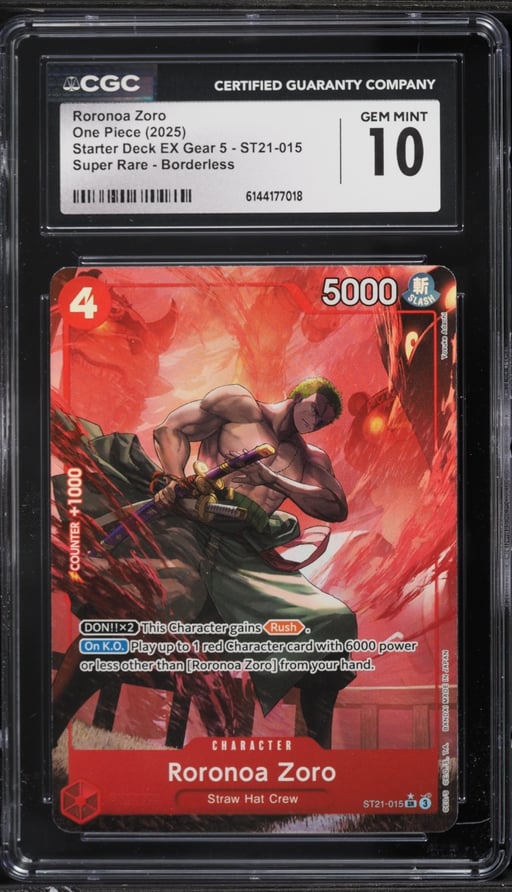 2025 One Piece Starter Deck Ex Gear 5 Borderless SR Roronoa Zoro #ST21-015 CGC 10 GEM MINT