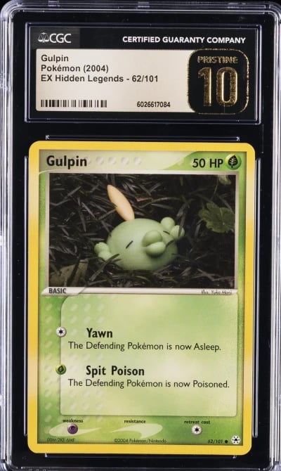 2004 POKEMON EX HIDDEN LEGENDS #62/101 GULPIN CGC 10 PRISTINE