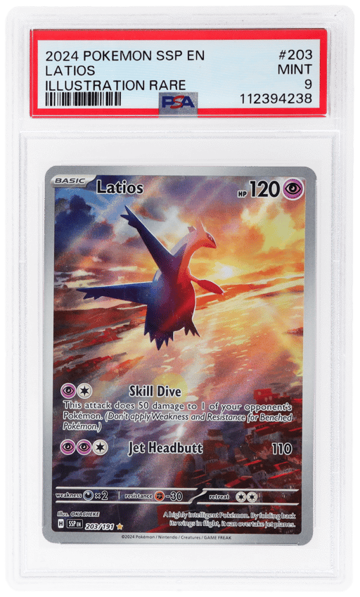 2024 Pokemon Scarlet and Violet Surging Sparks Illustration Rare Latios #203 PSA 9