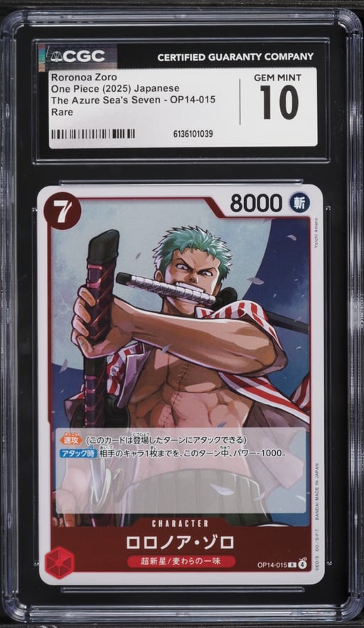 2025 One Piece Japanese The Azure Sea's Seven Roronoa Zoro #OP14-015 CGC 10 GEM MINT