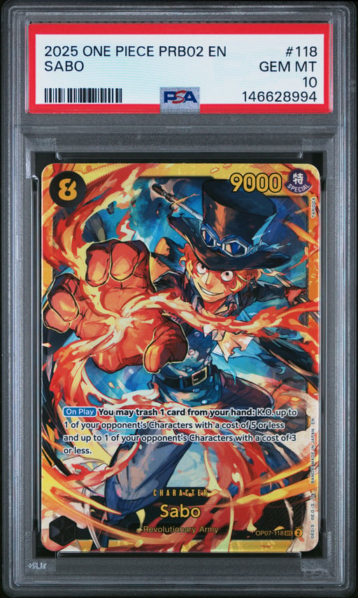 2025 ONE PIECE PRB02-PREMIUM BOOSTER -ONE PIECE CARD THE BEST- VOL.2 118 SABO  PSA 10