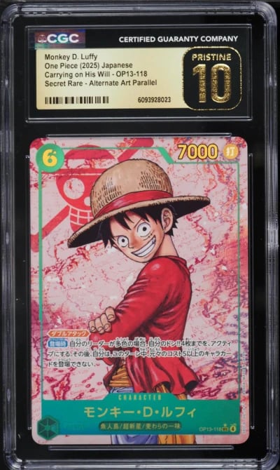 2025 One Piece Japanese Carrying On His Will Alt Art Monkey D. Luffy #OP13-118 CGC 10 PRISTINE