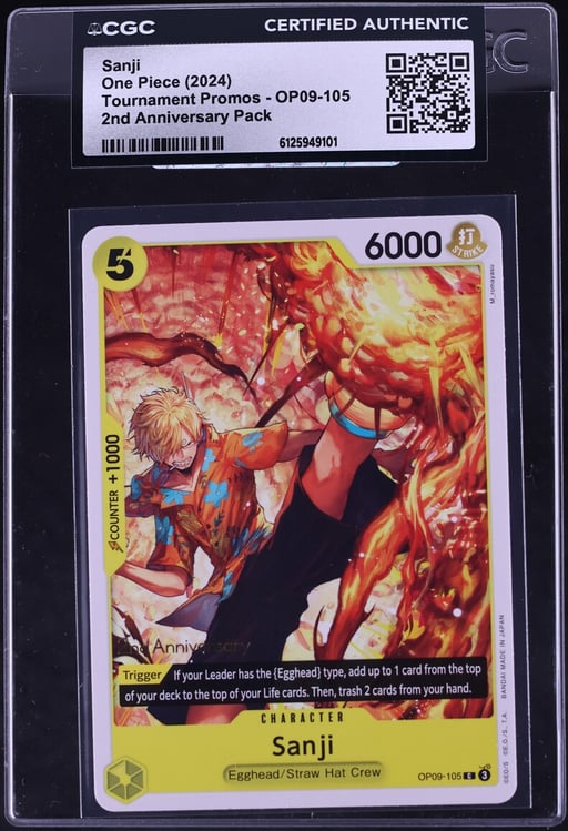 2024 One Piece Tournament Promos 2nd Anniversary Pack Sanji #OP09-105 CGC AUTH
