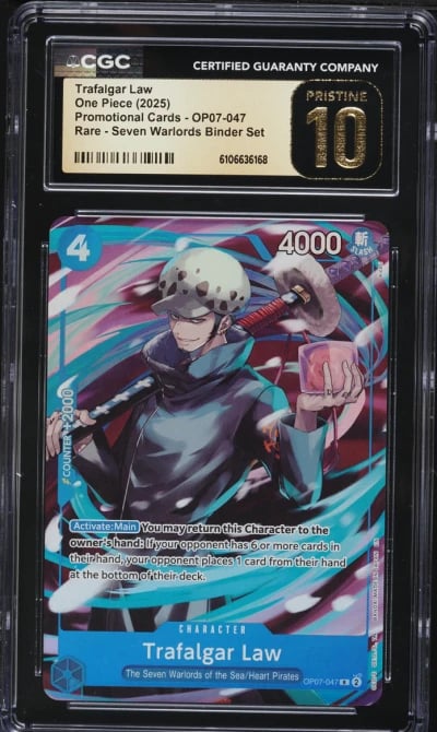 2025 One Piece Promo Seven Warlords Binder Set Trafalgar Law #OP07-047 CGC 10 PRISTINE