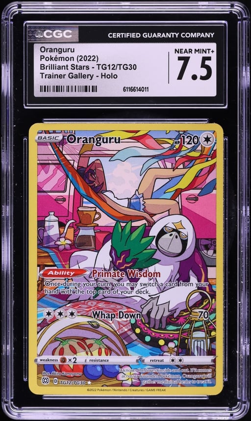 2022 Pokemon Sword & Shield Brilliant Stars CHR Oranguru #TG12 CGC 7.5 NRMT+