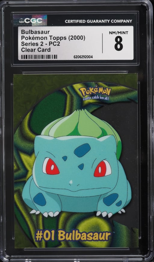 2000 Topps Pokemon Series 2 Clear Card Bulbasaur #PC2 CGC 8 NM-MT