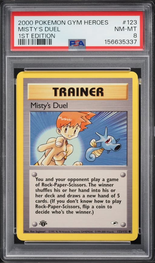 2000 Pokemon Gym Heroes 1st Edition Misty's Duel #123 PSA 8 NM-MT