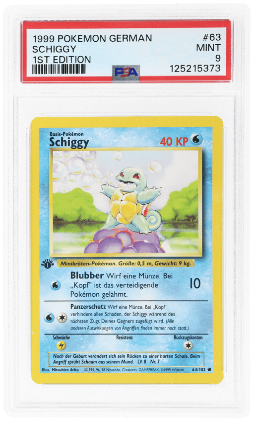1999 Pokemon Base Set German 1st Edition Schiggy #63 PSA 9