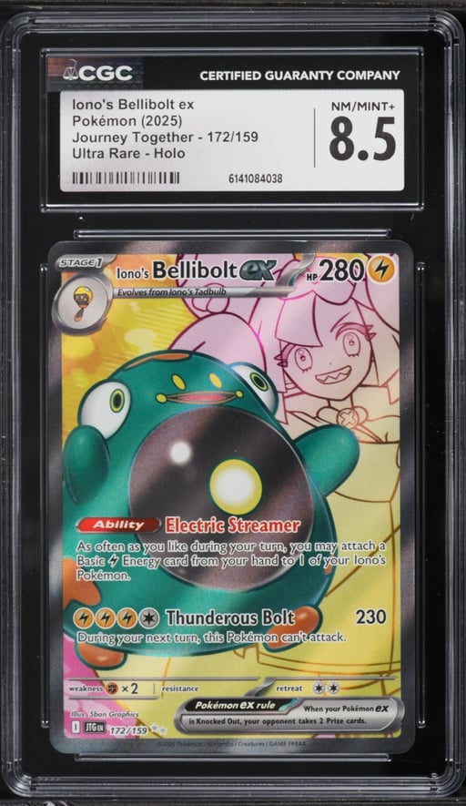 2025 Pokemon Scarlet & Violet Journey Together Full Art Iono's Bellibolt ex #172 CGC 8.5 NM-MT+