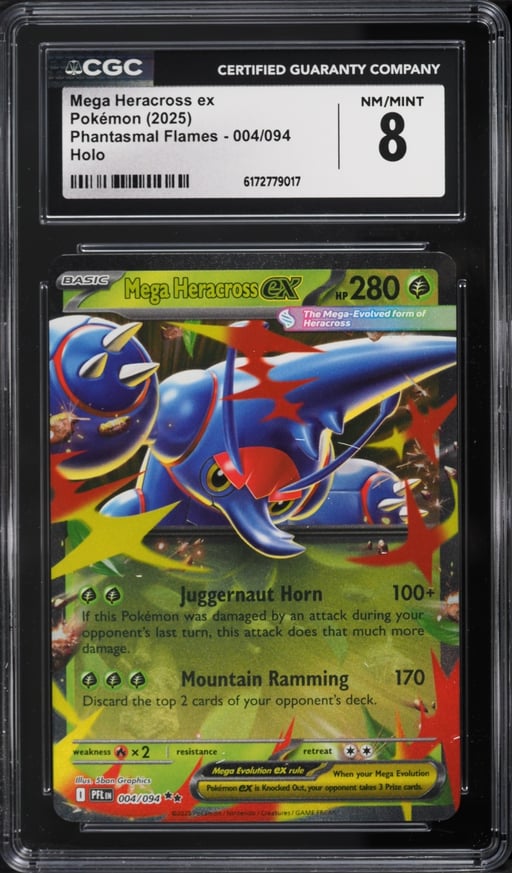 2025 Pokemon Mega Evolution Phantasmal Flames Holo Mega Heracross ex #4 CGC 8 NM-MT