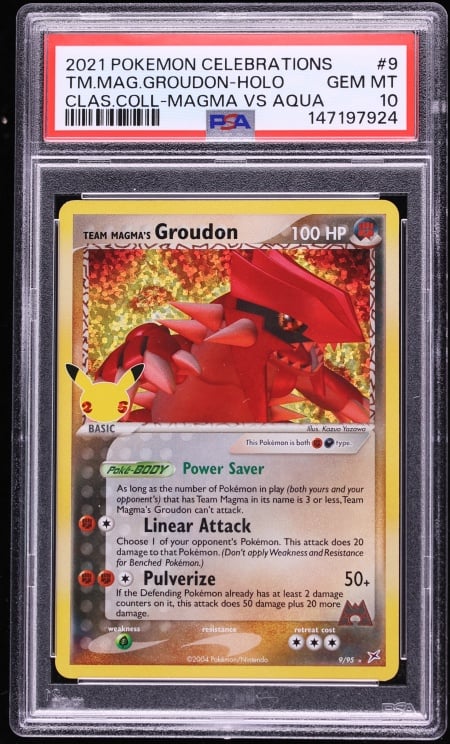 2021 Pokemon Sword & Shield Celebrations Classic Collection Holo Team Magma's Groudon #9 PSA 10