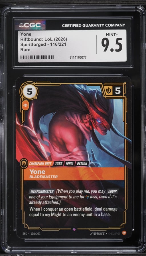 2026 Riftbound League Of Legends Spiritforged Yone #116 CGC 9.5 MINT+