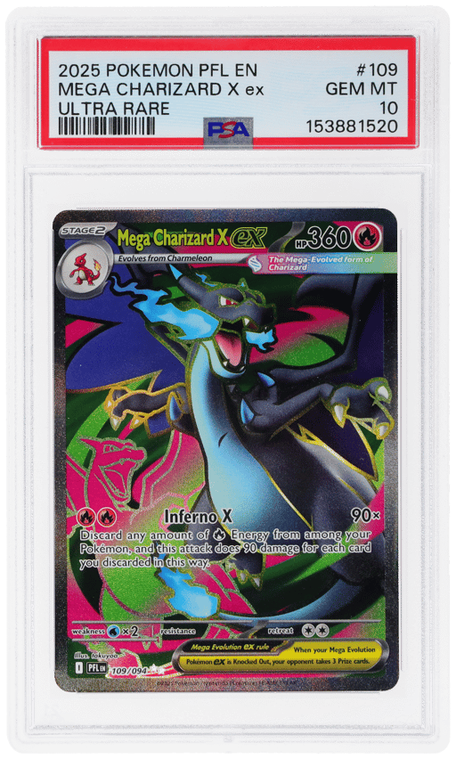 2025 Pokemon Mega Evolution Phantasmal Flames Ultra Rare Mega Charizard X Ex #109 PSA 10