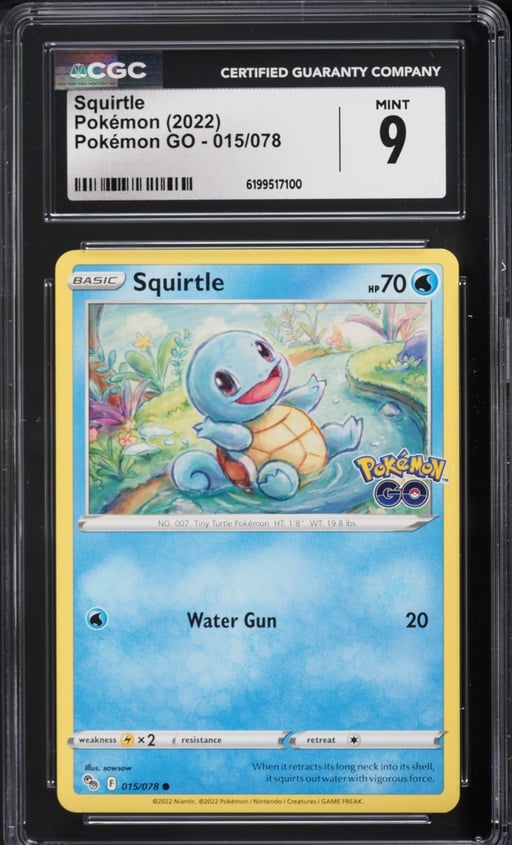 2022 Pokemon Sword & Shield GO Squirtle #15 CGC 9 MINT