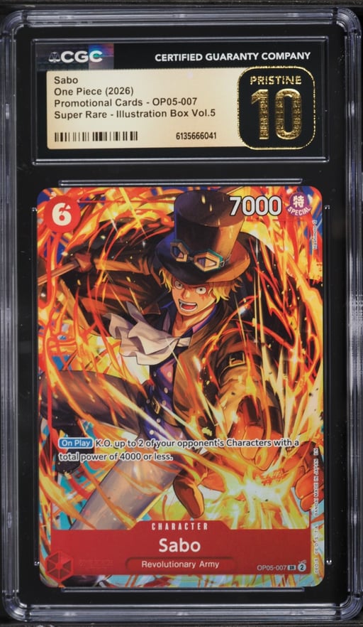 2026 One Piece Promo Illustration Box Volume 5 SR Sabo #OP05-007 CGC 10 PRISTINE