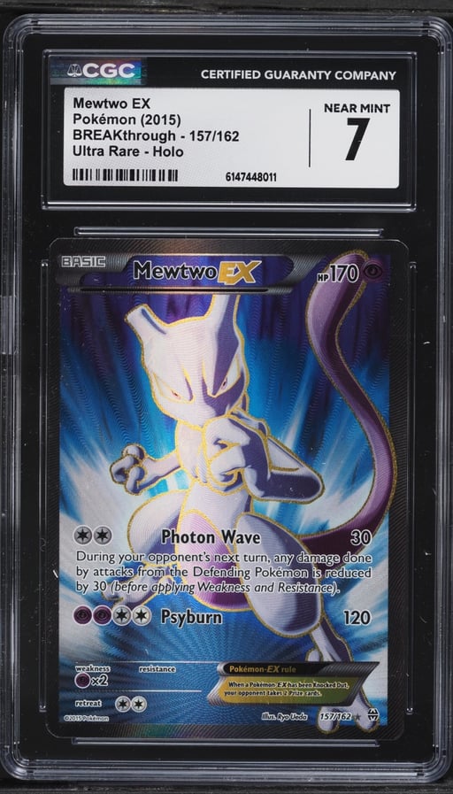 2015 Pokemon XY BREAKthrough Full Art Mewtwo EX #157 CGC 7 NRMT