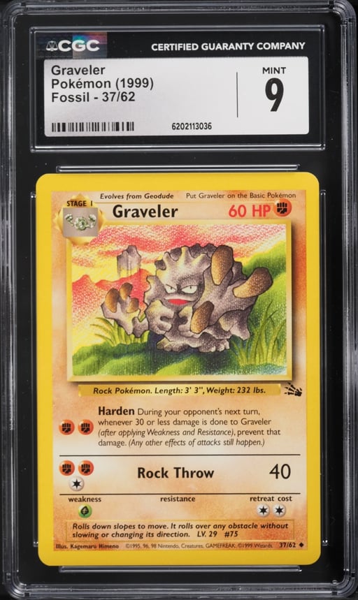 1999 Pokemon Fossil Graveler #37 CGC 9 MINT