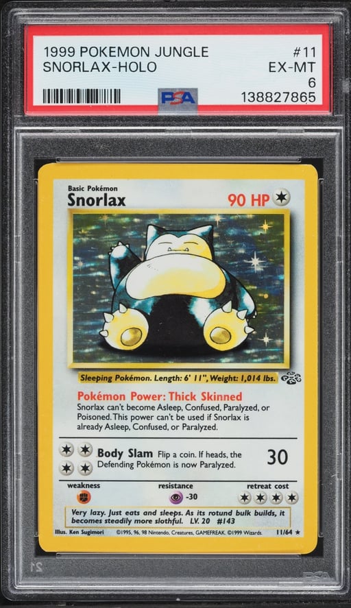 1999 Pokemon Jungle Holo Snorlax #11 PSA 6 EXMT