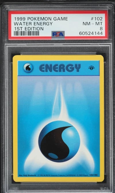 1999 Pokemon Base Set Shadowless 1st Edition Water Energy #102 PSA 8 NM-MT