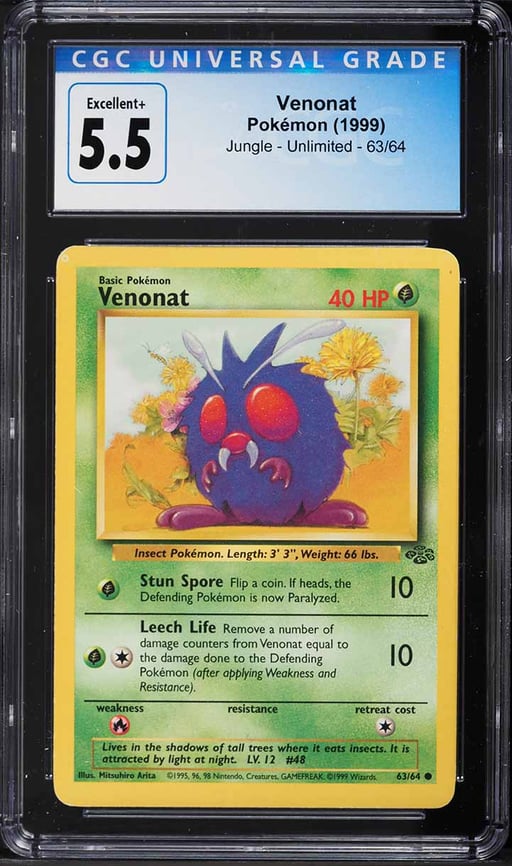 1999 Pokemon Jungle Venonat #63 CGC 5.5 EX+