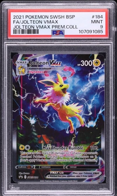 2021 Pokemon Sword & Shield Promo Premium Collection Full Art Jolteon VMAX #184 PSA 9 MINT