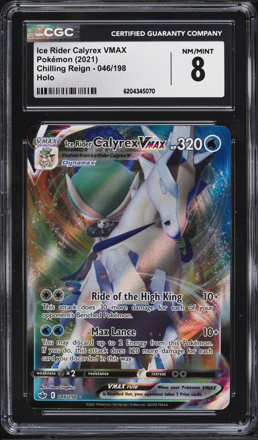 2021 Pokemon Sword & Shield Chilling Reign Full Art Ice Rider Calyrex VMAX #46 CGC 8 NM-MT