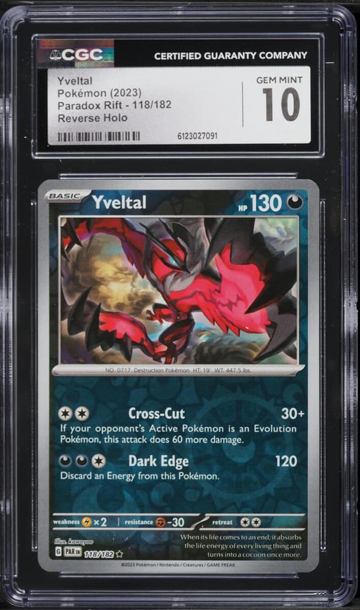 2023 Pokemon Paradox Rift Reverse Holo Yveltal #118 CGC 10 GEM MINT