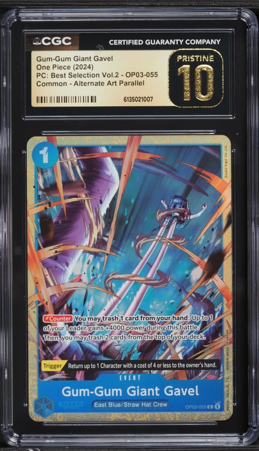 2024 One Piece PC Best Selection Volume 2 Alt Art Gum-Gum Giant Gavel #OP03-055 CGC 10 PRISTINE