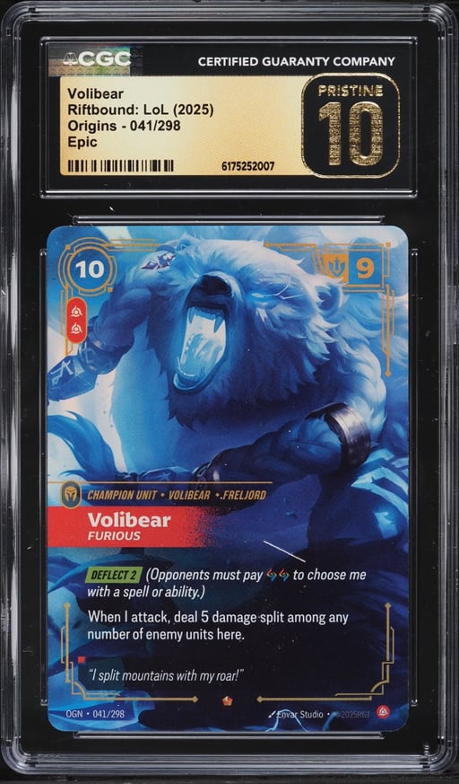 2025 Riftbound: League Of Legends Origins Volibear #041 CGC 10 PRISTINE