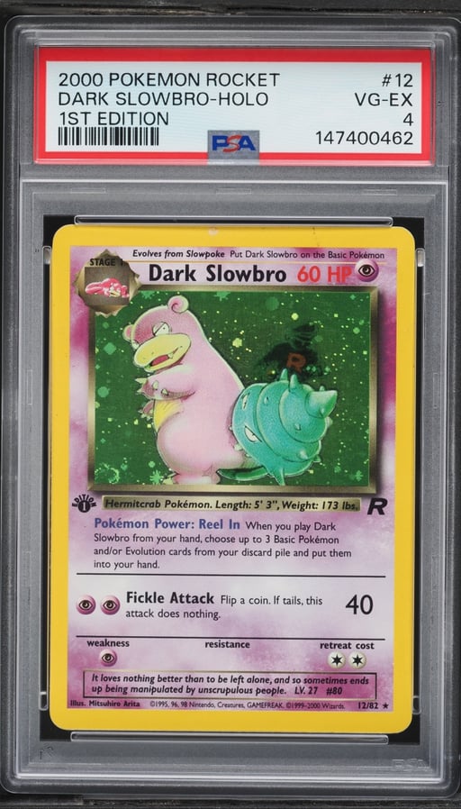 2000 Pokemon Team Rocket 1st Edition Holo Dark Slowbro #12 PSA 4 VGEX