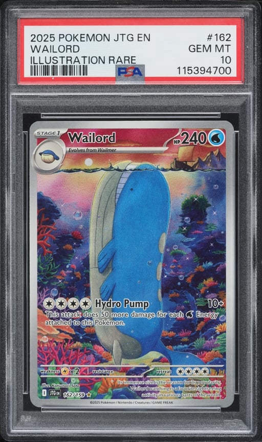 2025 Pokemon Scarlet & Violet Journey Together IR Wailord #162 PSA 10 GEM MINT