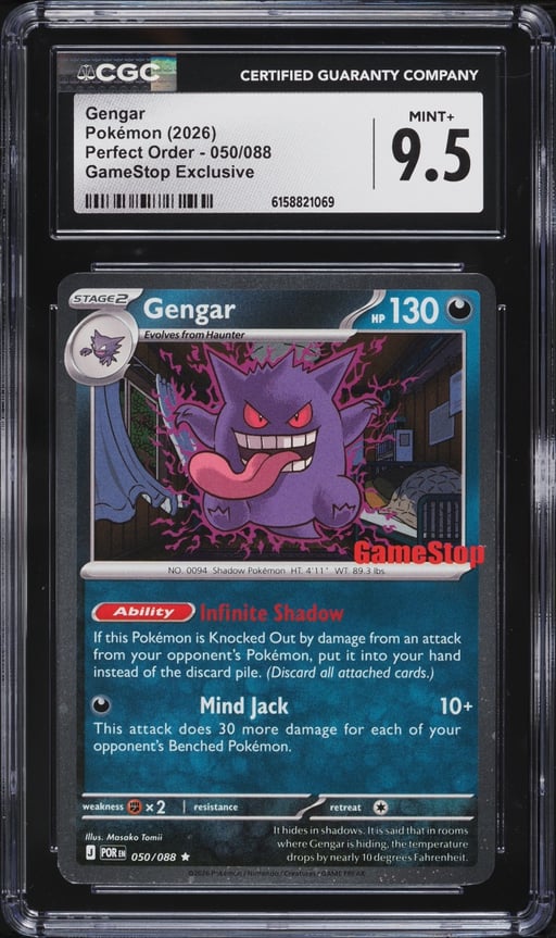 2026 Pokemon Mega Evolution Perfect Order GameStop Exclusive Gengar #50 CGC 9.5 MINT+