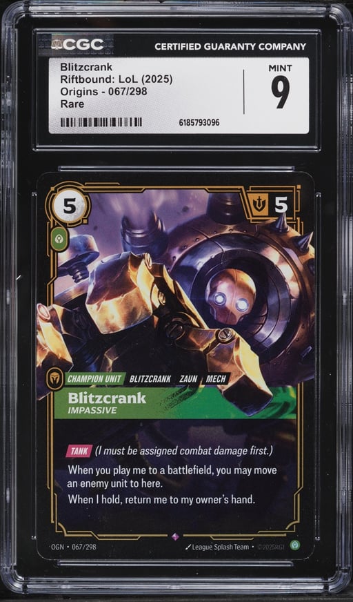 2025 Riftbound League Of Legends LoL Origins Blitzcrank #67 CGC 9 MINT