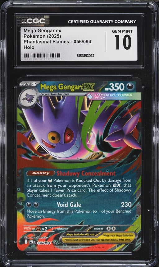 2025 Pokemon Mega Evolution Phantasmal Flames Holo Mega Gengar ex #56 CGC 10 GEM MINT