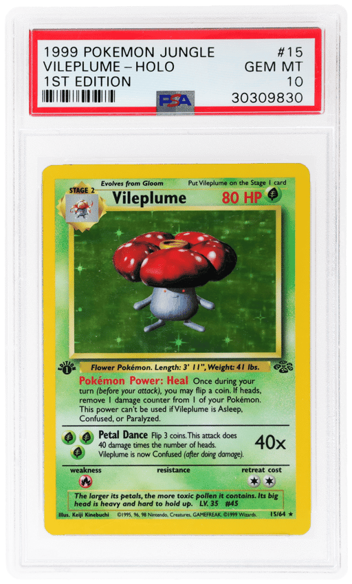 1999 Pokemon Jungle 1st Edition Holo Vileplume #15 PSA 10