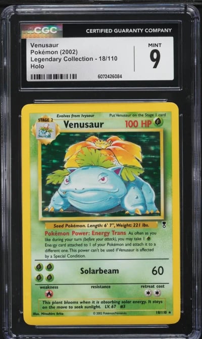 2002 Pokemon Legendary Collection Holo Venusaur #18 CGC 9 MINT