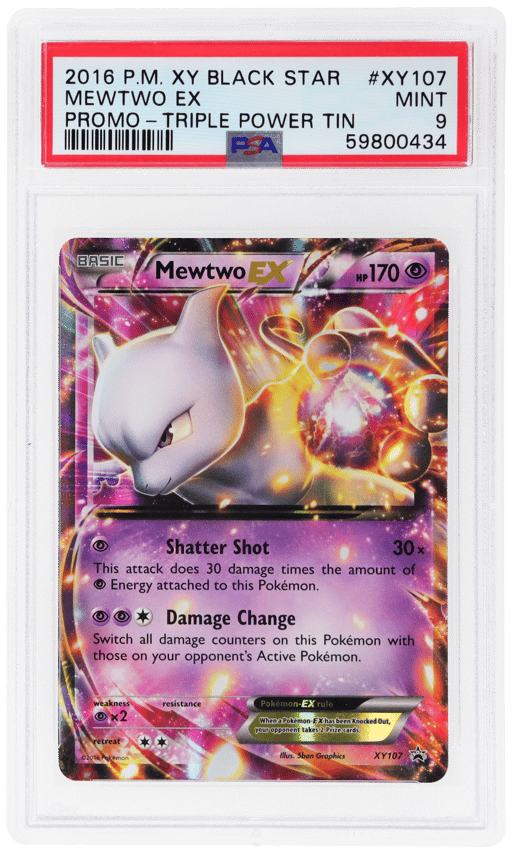 2016 Pokemon XY Black Star Promo Triple Power Tin Mewtwo Ex #XY107 PSA 9