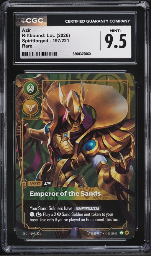 2026 Riftbound League Of Legends LoL Spiritforged Azir #197 CGC 9.5 MINT+