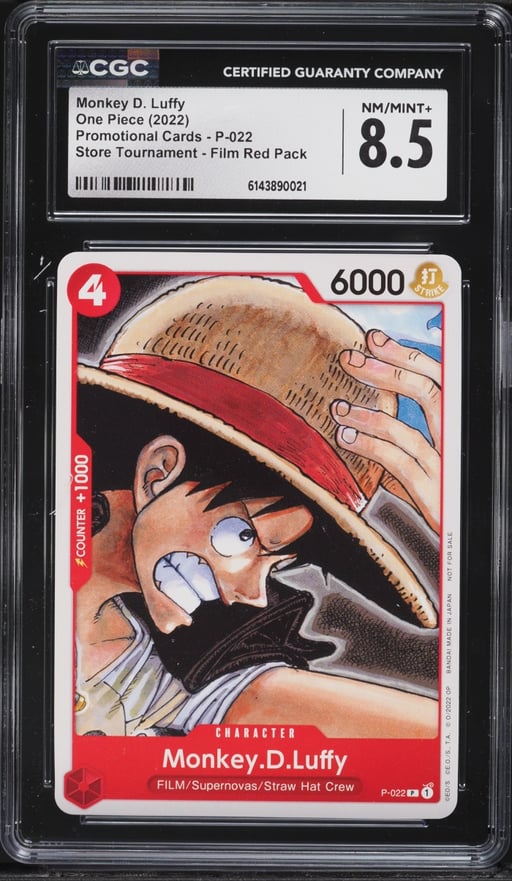 2022 One Piece Promo Cards Store Tournament Film Red Pack Monkey D. Luffy #P-22 CGC 8.5 NM-MT+