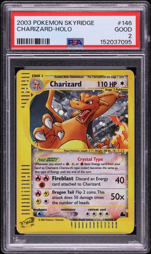 2003 Pokemon Skyridge Holo Crystal Charizard #146 PSA 2 GD