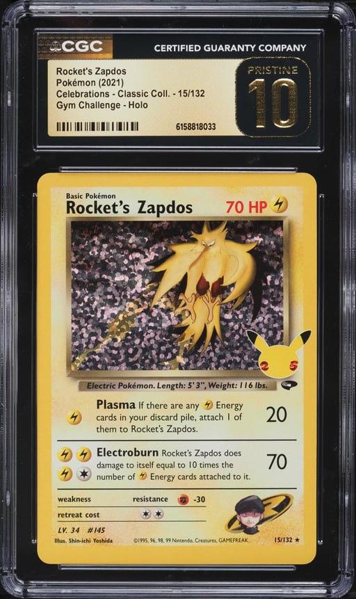 2021 Pokemon SWSH Celebrations Classic Collection Holo Rocket's Zapdos #15 CGC 10 PRISTINE